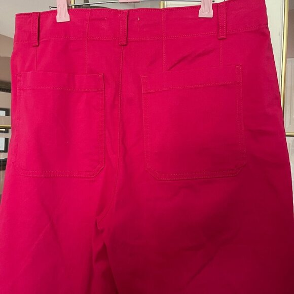 Bagatelle Sedona Pink Patch Pocket Wide Leg Cropped Stretch Pants Womens Size 12 - Picture 7 of 11